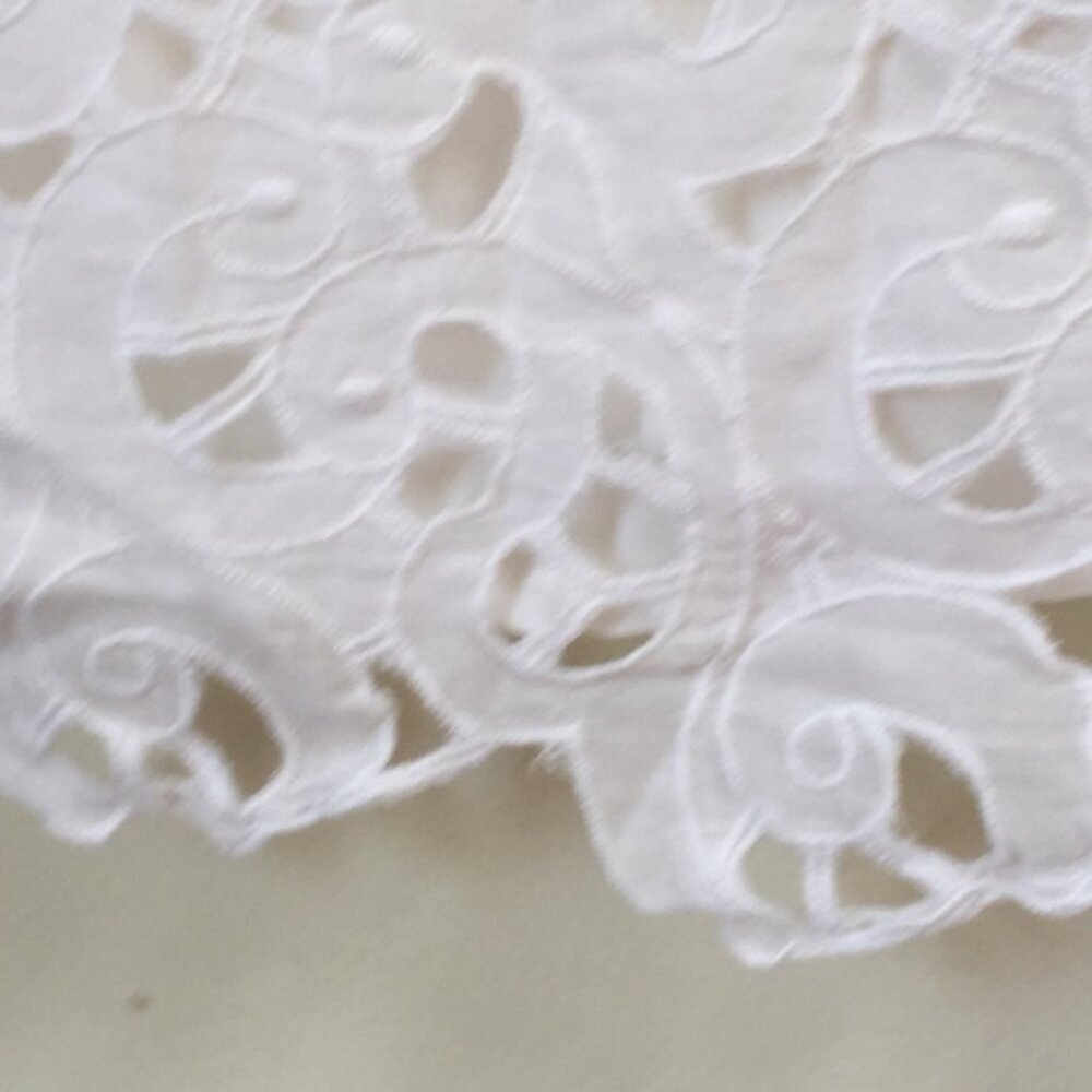Joie Eyelet Lace Shirt Short Sleeve Crew Top Blouse Neutral White Lined Sheer S - Picture 13 of 14